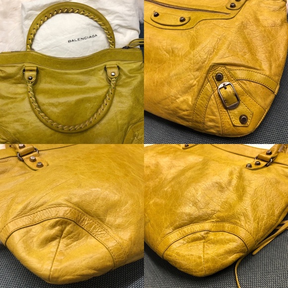 Vintage Balenciaga 2004 Chèvre Purse Bag w PH in Nicole Richie Yellow - Picture 9 of 9
